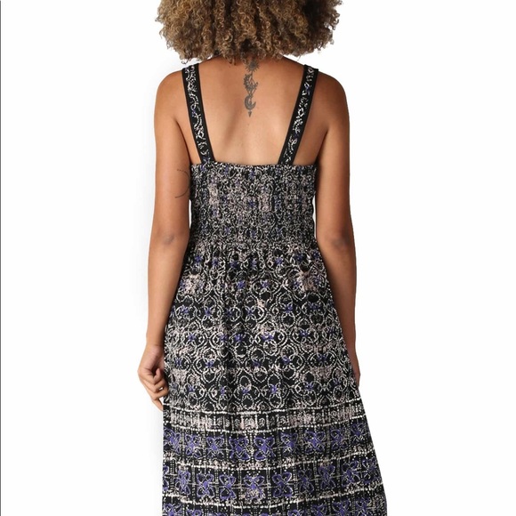 Angie V-Neck Sleeveless Maxi Dress Women’s Medium Navy/Beige - Picture 2 of 14